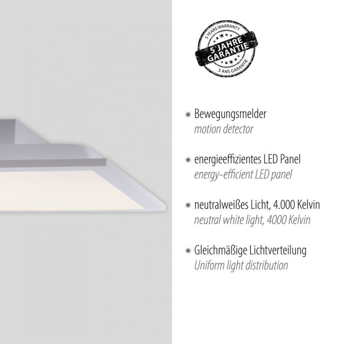 Paul Neuhaus LED-Panel, weiß, 60x30cm, Bewegungsmelder, neutralweiß, rechteckig, modern Bis zu 50% Rabatt
