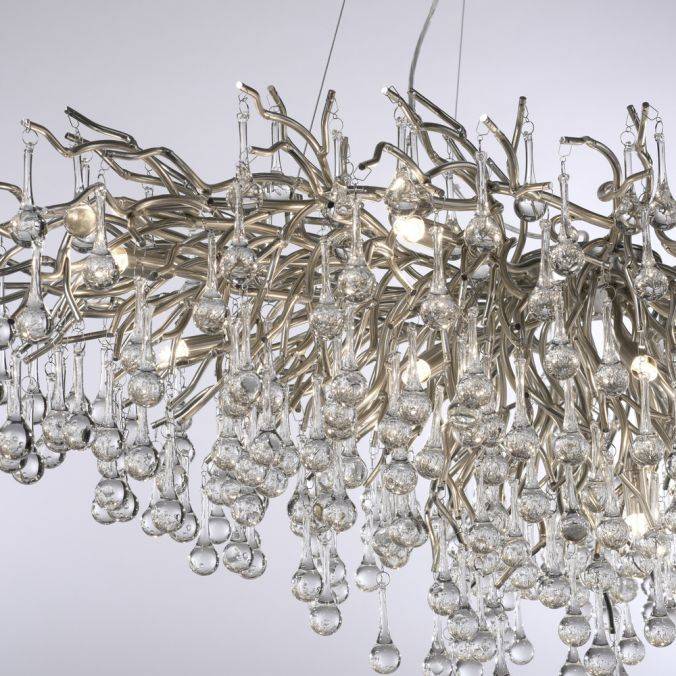 Paul Neuhaus Kronleuchter, silber, elegant, Design, IP20, 400 Glasanhänger Bis zu 60% Rabatt