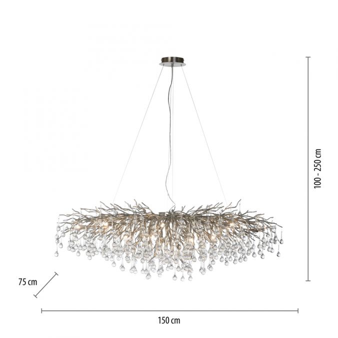 Paul Neuhaus Kronleuchter, silber, elegant, Design, IP20, 400 Glasanhänger Bis zu 60% Rabatt