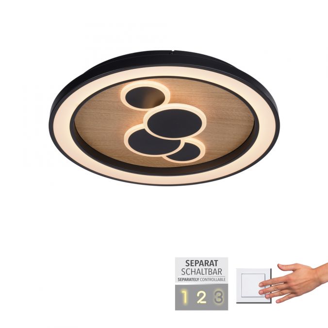 Paul Neuhaus LED Deckenleuchte rund Holz Natur Eiche Serienschaltung steuerbar