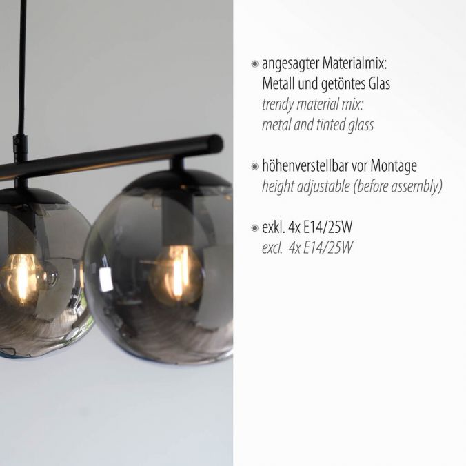 Paul Neuhaus LED Deckenleuchte, schwarz, schlicht, zeitlos, 4 flammige Deckenlampe Nur für heute
