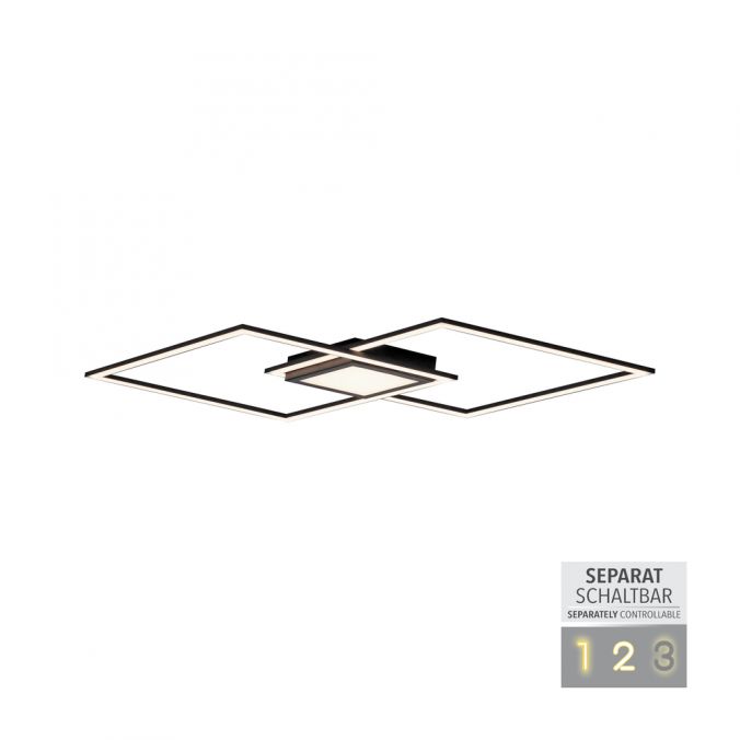 Paul Neuhaus LED Deckenleuchte 106x37cm schwarz flach Memoryfunktion schlichtes Panel