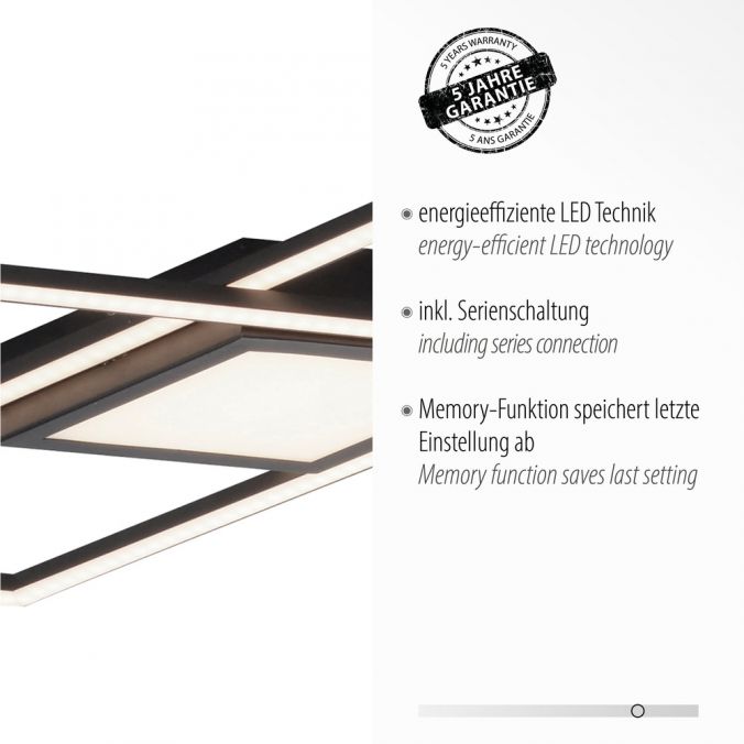 Paul Neuhaus LED Deckenleuchte 106x37cm schwarz flach Memoryfunktion schlichtes Panel Discount Store für neue Produkte