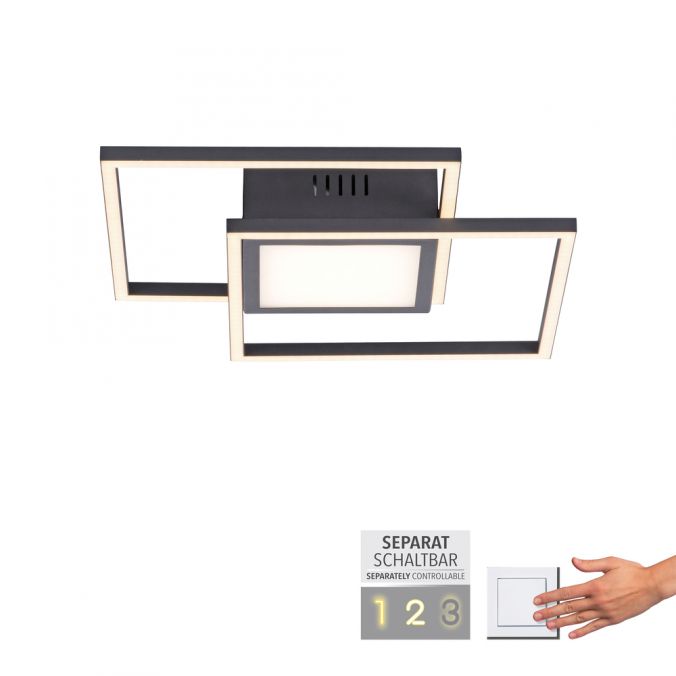 Paul Neuhaus LED Deckenleuchte schwarz quadratisch modern steuerbar Innenlampe