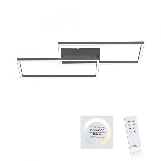 Paul Neuhaus LED Deckenleuchte, schwarz, modern, Farbsteuerung, dimmbar, Fernbedienung