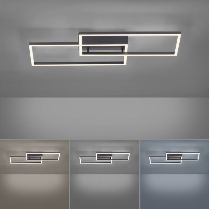 Paul Neuhaus LED Deckenleuchte, schwarz, modern, Farbsteuerung, dimmbar, Fernbedienung Riesige Rabatte