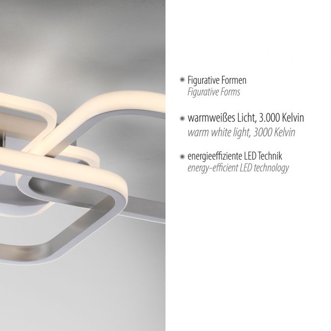Paul Neuhaus LED Deckenleuchte silber eckig schlicht warmweiß Licht Fabrikladen