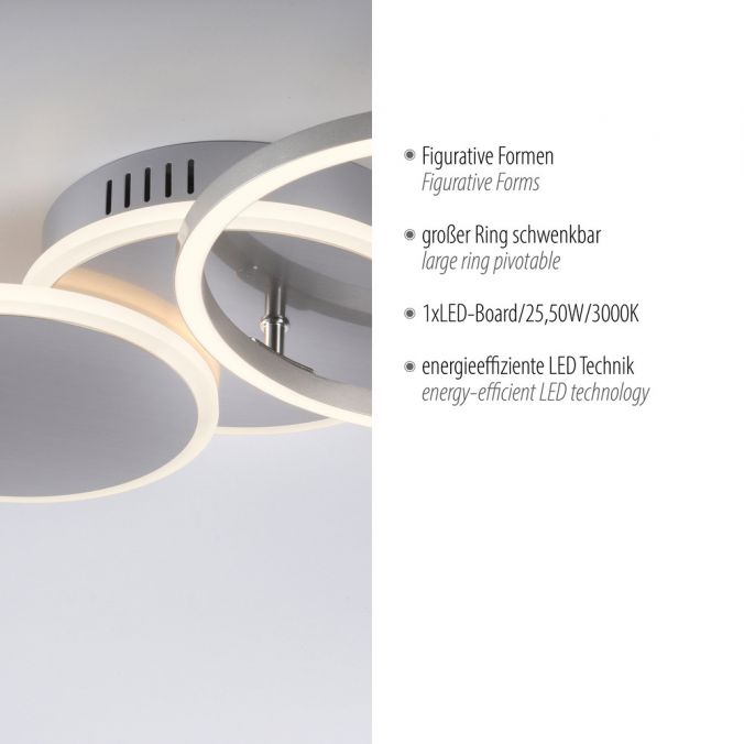 Paul Neuhaus LED Deckenleuchte silber rund schlicht warmweiß Licht Begrenzt auf 3 Tage