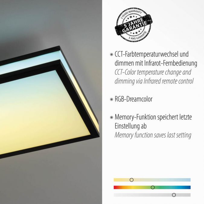 Paul Neuhaus LED Deckenleuchte 100x25cm schwarz rechteckig RGB Dreamcolor dimmbar Panel Black Friday Preise