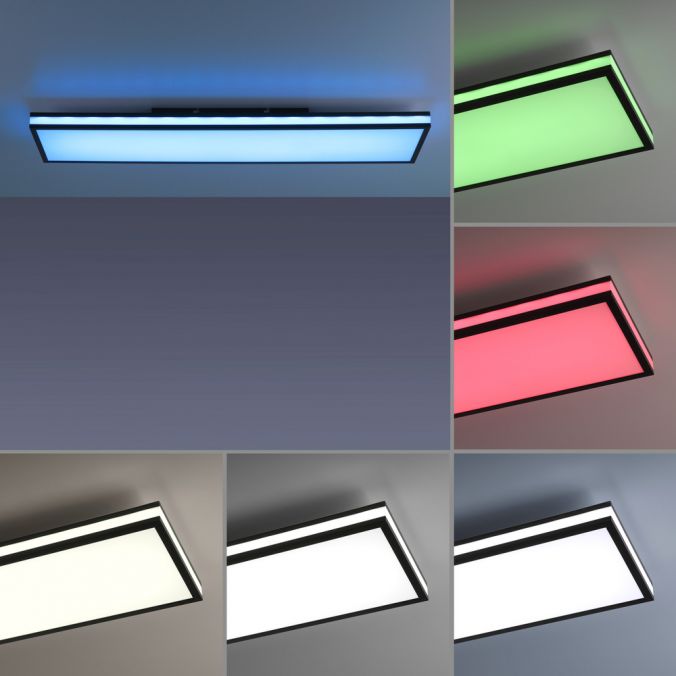 Paul Neuhaus LED Deckenleuchte 100x25cm schwarz rechteckig RGB Dreamcolor dimmbar Panel Black Friday Preise