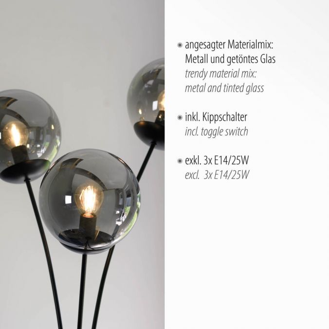Paul Neuhaus LED Stehleuchte 3 flammig schwarz dekoratives Design Lichtspiel gebogen 2025