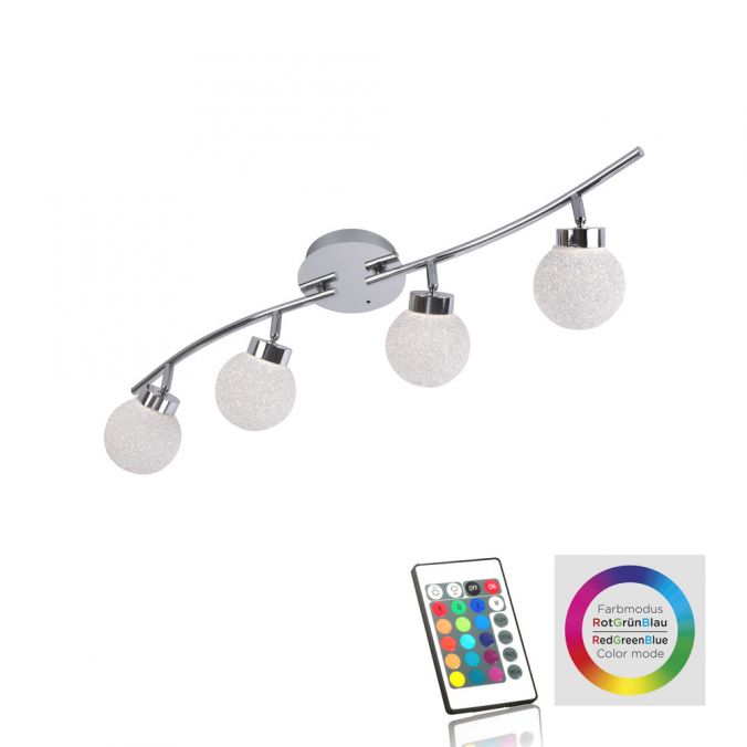 Paul Neuhaus LED Deckenleuchte, 4-flammig, chrom, Strahlerleiste, dimmbar, Fernbedienung