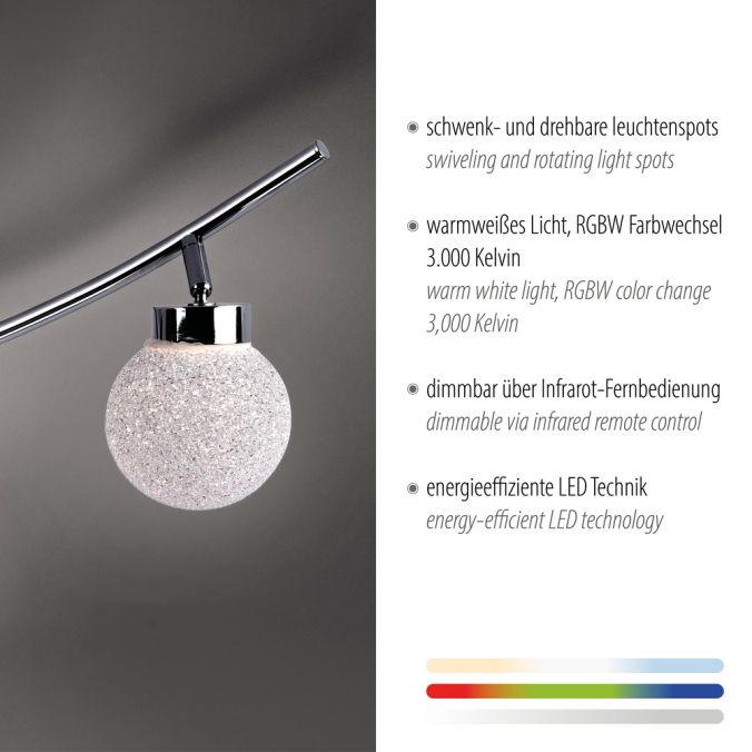 Paul Neuhaus LED Deckenleuchte, 4-flammig, chrom, Strahlerleiste, dimmbar, Fernbedienung Auslauf
