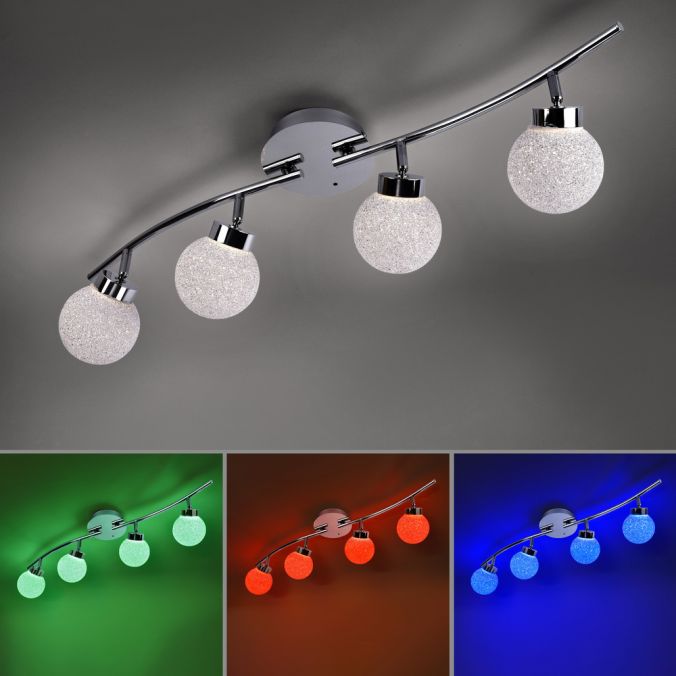 Paul Neuhaus LED Deckenleuchte, 4-flammig, chrom, Strahlerleiste, dimmbar, Fernbedienung Auslauf
