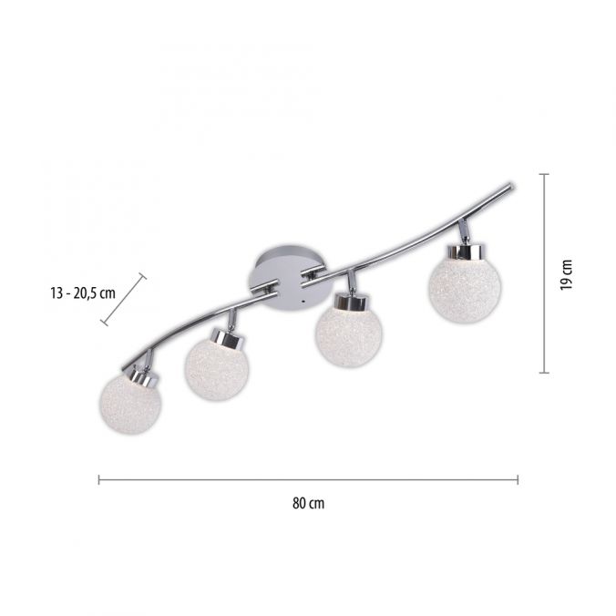 Paul Neuhaus LED Deckenleuchte, 4-flammig, chrom, Strahlerleiste, dimmbar, Fernbedienung Auslauf