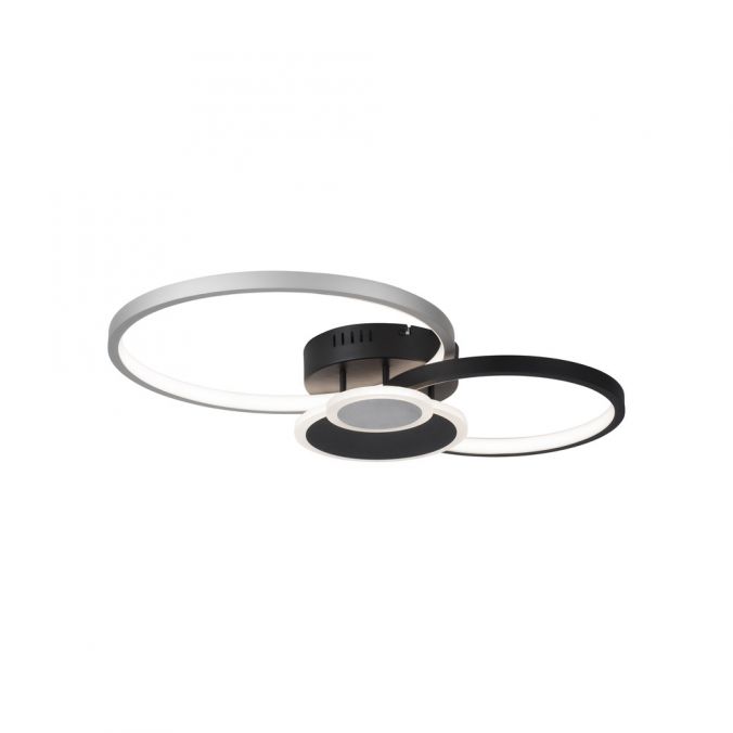 Paul Neuhaus LED Deckenlampe schwarz aluminium 4 Ringe warmweiß energiesparend
