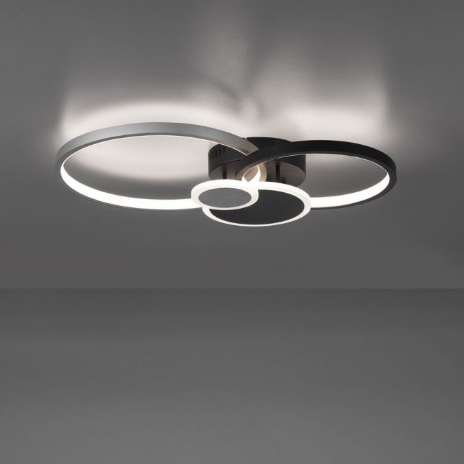 Paul Neuhaus LED Deckenlampe schwarz aluminium 4 Ringe warmweiß energiesparend Verkauf