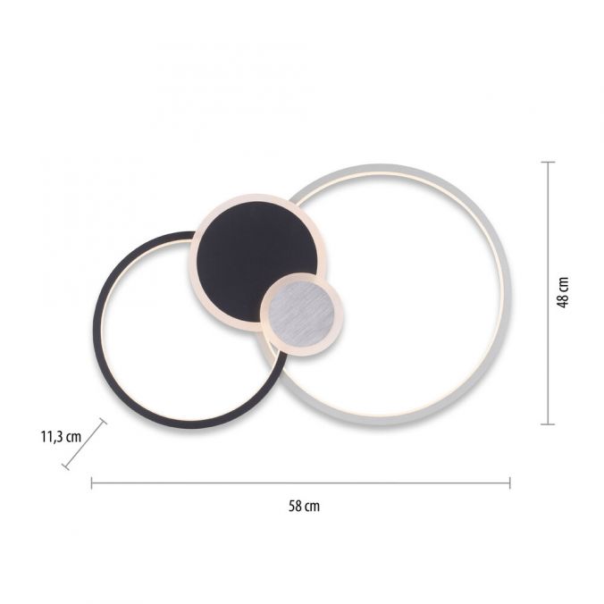 Paul Neuhaus LED Deckenlampe schwarz aluminium 4 Ringe warmweiß energiesparend Verkauf