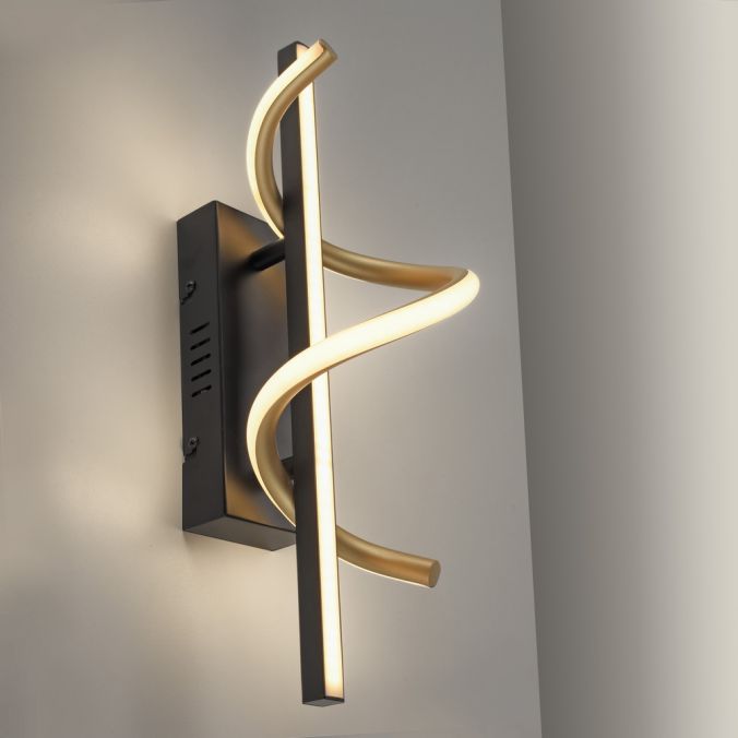Paul Neuhaus LED Wandleuchte schwarz messing dimmbar in 3 Stufen geschwungen Hotsell
