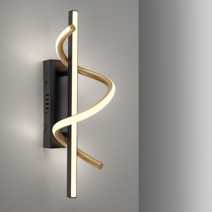 Paul Neuhaus LED Wandleuchte schwarz messing dimmbar in 3 Stufen geschwungen Hotsell