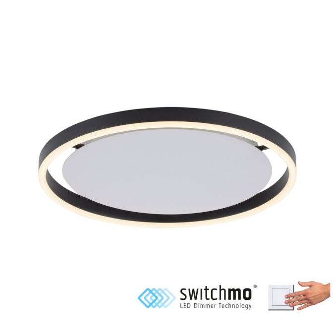 Paul Neuhaus LED Deckenleuchte anthrazit rund Ø40cm dimmbar Switchmo warmweiß