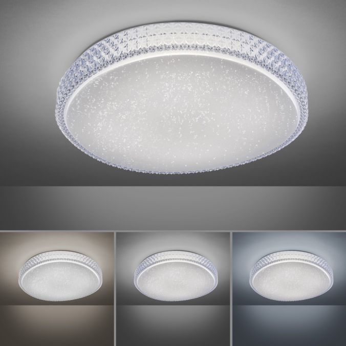 Paul Neuhaus LED-Deckenleuchte, rund, Sternenhimmeloptik, CCT, Ø 60cm, Kristallrand Fabrikpreis