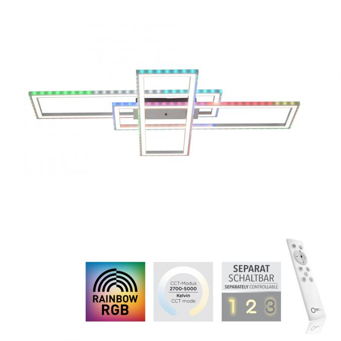 Paul Neuhaus LED Deckenleuchte 101,5x71cm silberfarbig RGB Rainbow Farben dimmbar CCT Rabatt