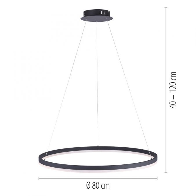 Paul Neuhaus LED Pendelleuchte, rund, anthrazit, Ø 80cm, dimmbar, modern, warmweiß Günstig kaufen