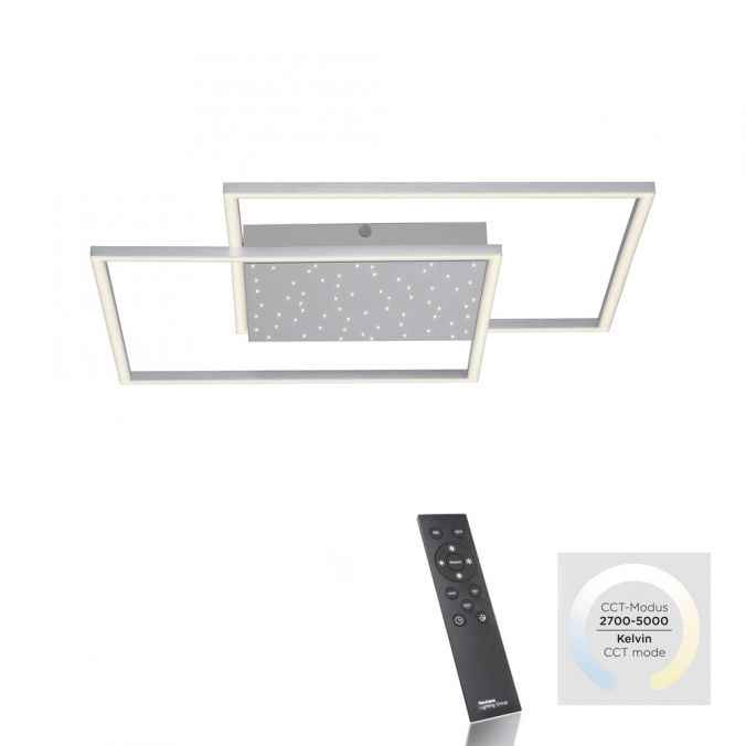 Paul Neuhaus LED-Deckenleuchte, stahlfarben, Fernbdienung, dimmbar, CCT