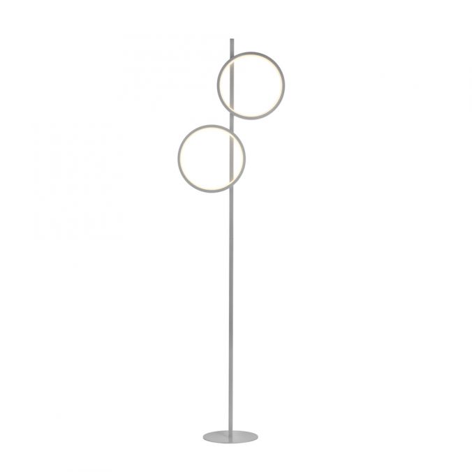 Paul Neuhaus LED Stehleuchte silber Leselampe mit Fußschalter Leuchtringe schlichtes Design
