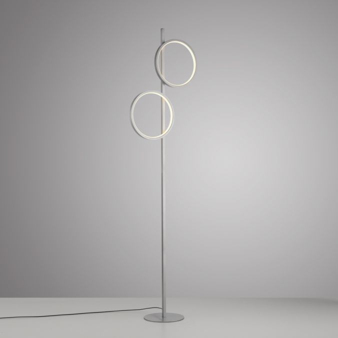 Paul Neuhaus LED Stehleuchte silber Leselampe mit Fußschalter Leuchtringe schlichtes Design Flash Sale
