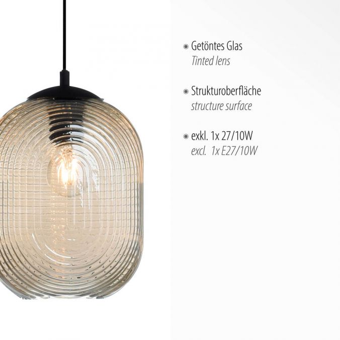 Paul Neuhaus LED Pendelleuchte 1 flammig amberfarben retro Stil Glasschirm oval transparent Begrenztes Angebot