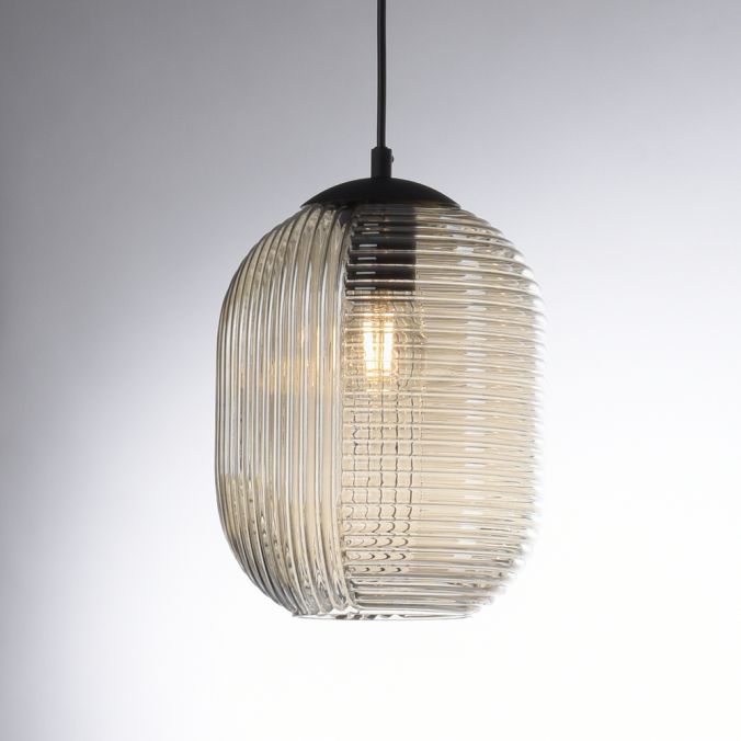 Paul Neuhaus LED Pendelleuchte 1 flammig amberfarben retro Stil Glasschirm oval transparent Begrenztes Angebot
