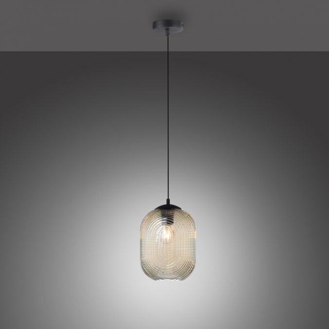 Paul Neuhaus LED Pendelleuchte 1 flammig amberfarben retro Stil Glasschirm oval transparent Begrenztes Angebot
