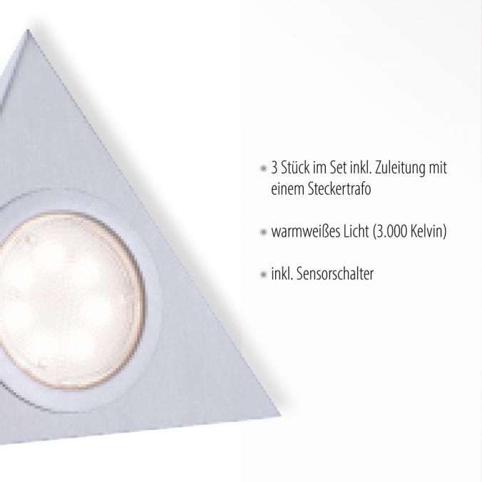 Paul Neuhaus LED Unterbauleuchte, stahl, 3-flammig, dreieckig, modern Exklusivangebot