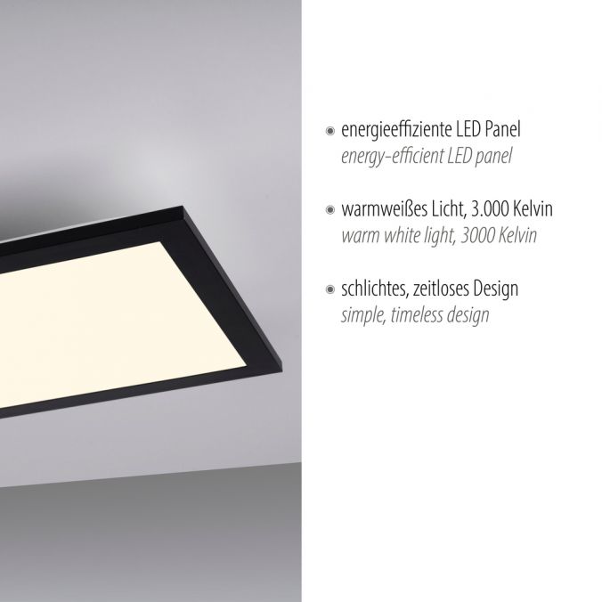 Paul Neuhaus LED Deckenleuchte schwarz rechteckig 80x25cm flach warmweiß energiesparend Preisnachlass