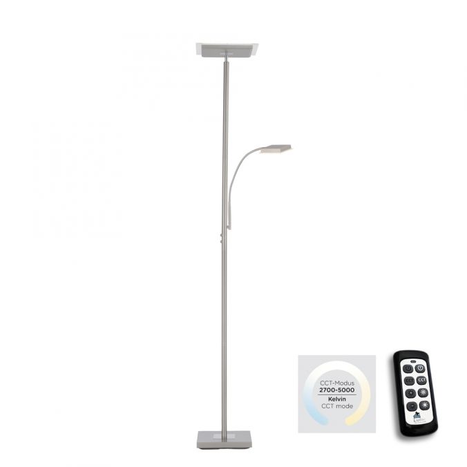 Paul Neuhaus LED Deckenfluter, Leseleuchte, Fernbedienung, dimmbar, stahlfarben