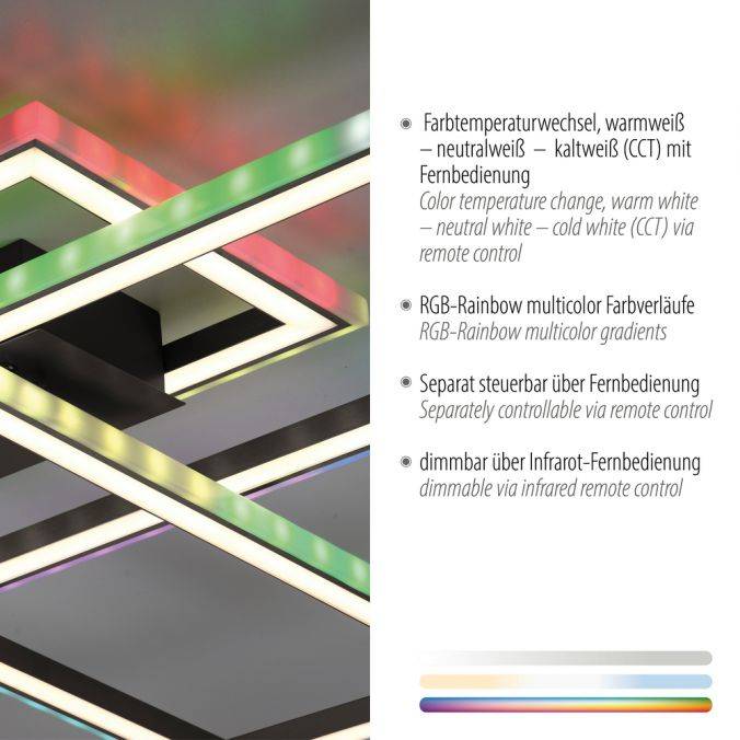 Paul Neuhaus LED Deckenleuchte, schwarz, Lichtband, dimmbar, RGB Osterangebot