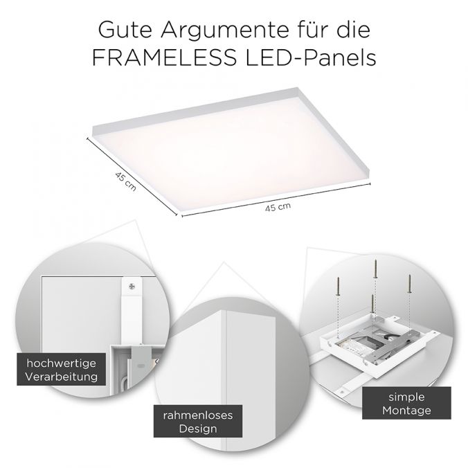 Paul Neuhaus LED-Panel, weiß, 60x30cm, rahmenlos, Farbsteuerung, Dimmfunktion Vatertagsangebot