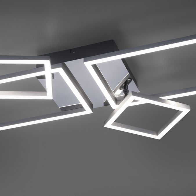 Paul Neuhaus LED Deckenleuchte, stahlfarben, modern, warmweiß, Design Lagerräumung