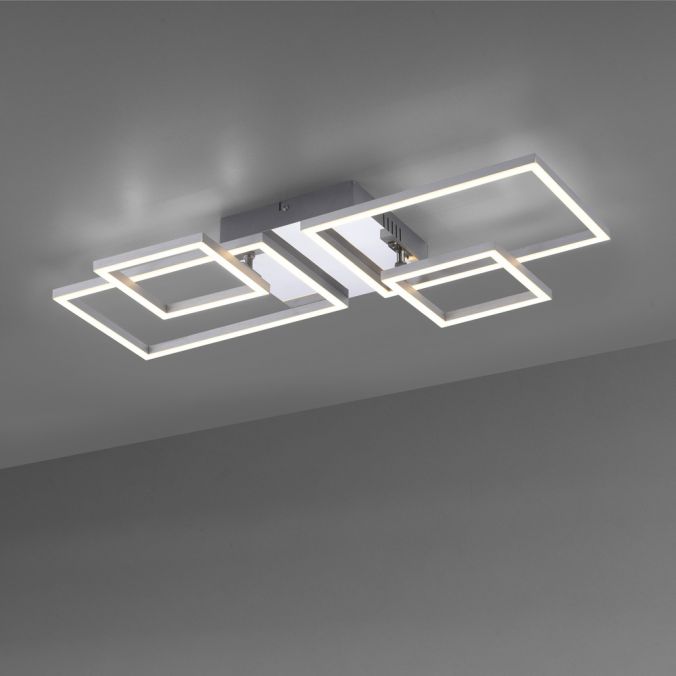 Paul Neuhaus LED Deckenleuchte, stahlfarben, modern, warmweiß, Design Lagerräumung