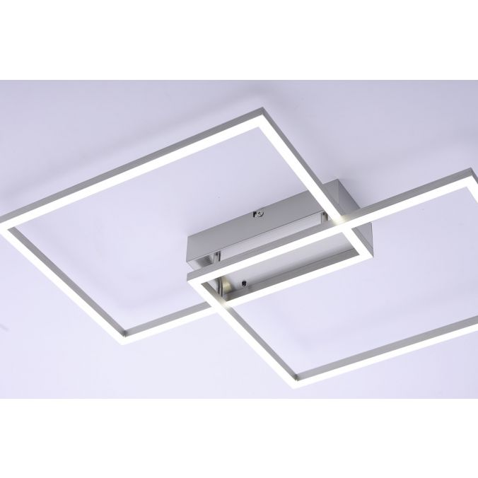 Paul Neuhaus LED Deckenleuchte, stahlfarben, 2-flammig, dimmbar, geometrisches Design Online Outlet