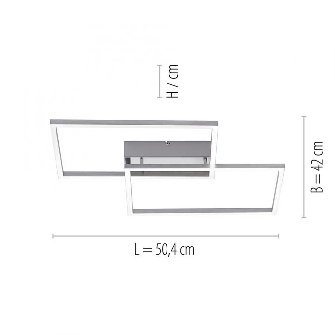 Paul Neuhaus LED Deckenleuchte, stahlfarben, 2-flammig, dimmbar, geometrisches Design Online Outlet