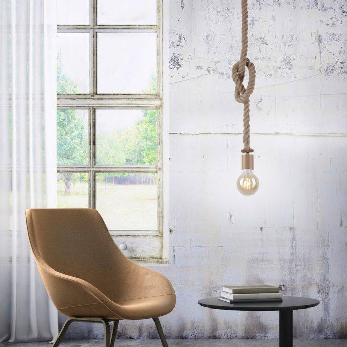 Paul Neuhaus Pendelleuchte, Seil-Leuchte, maritimes Design mit Tau, E27 Blitzangebot