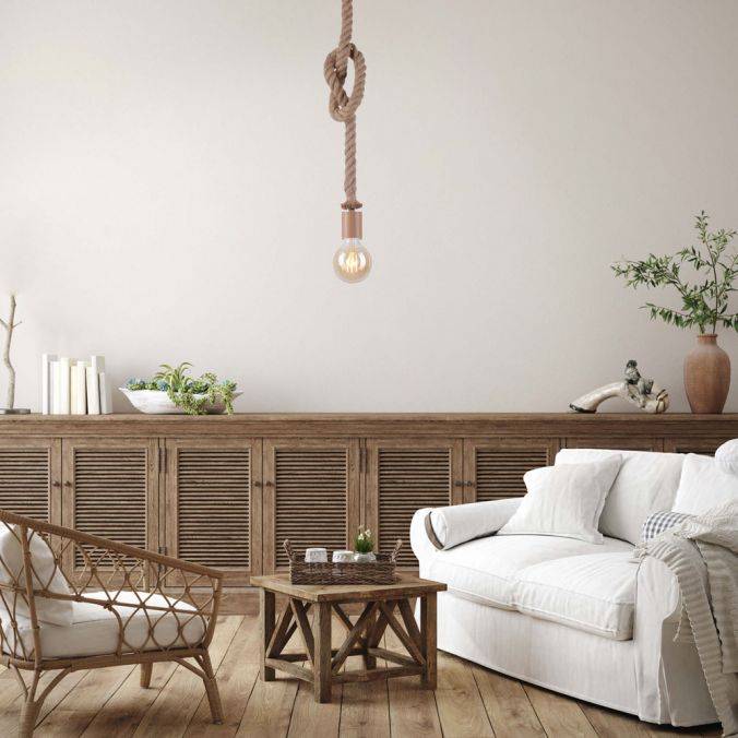 Paul Neuhaus Pendelleuchte, Seil-Leuchte, maritimes Design mit Tau, E27 Blitzangebot