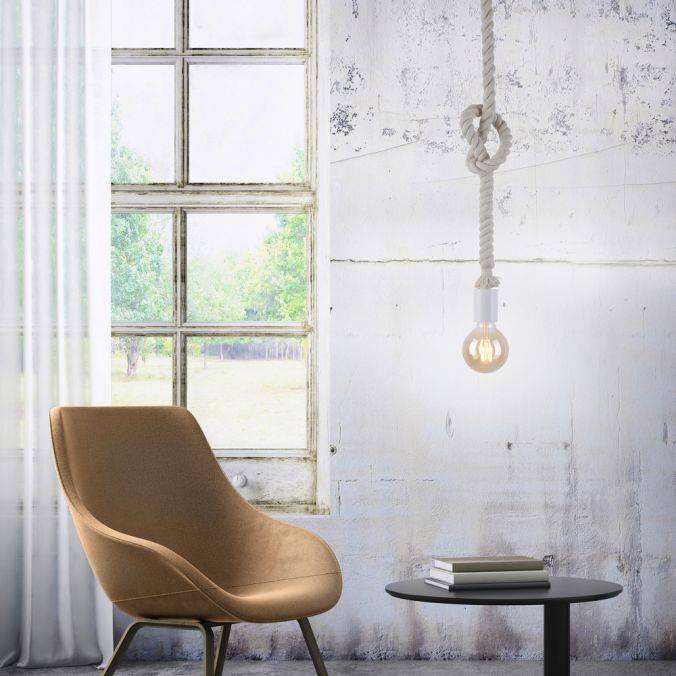 Paul Neuhaus Pendelleuchte, Seil-Leuchte, maritimes Design mit Tau Große Rabatte