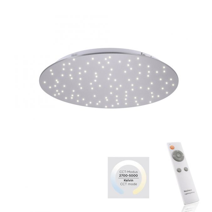 Paul Neuhaus LED Deckenleuchte, rund, stahlfarben, CCT, dimmbar, Ø 48cm, Fernbedienung