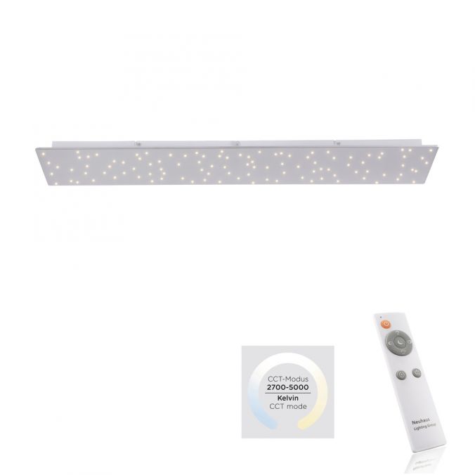 Paul Neuhaus LED Deckenleuchte, stahlfarben, rechteckig, Sternenhimmel-Optik, dimmbar