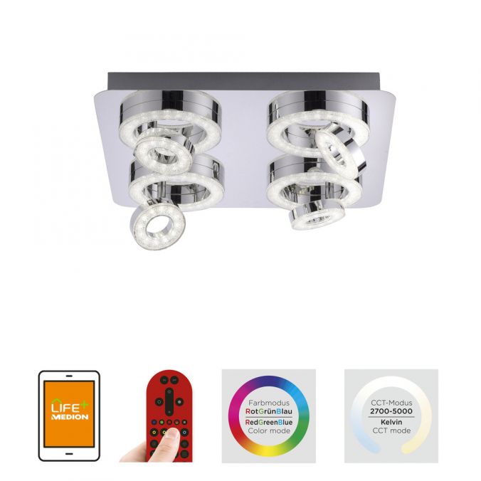 Paul Neuhaus LED-Deckenleuchte, Smart-Home, Lichtfarbsteuerung, Farbwechsel, dimmbar