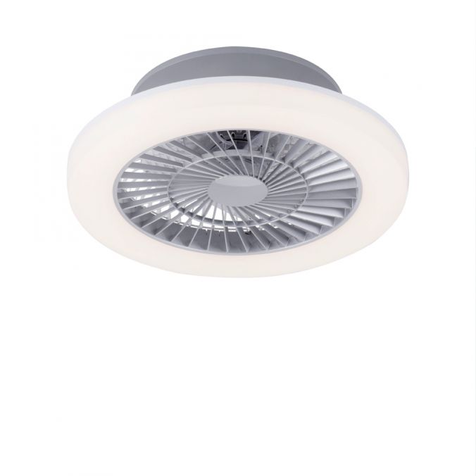 Paul Neuhaus LED Deckenventilator mit Licht, rund, stahlfarbig, modern, Ø 50cm